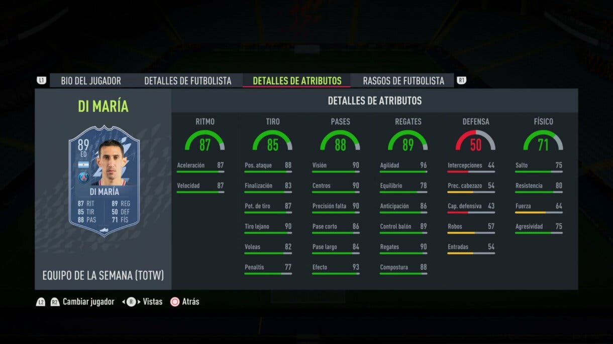 Stats in game Di María IF FIFA 22 Ultimate Team