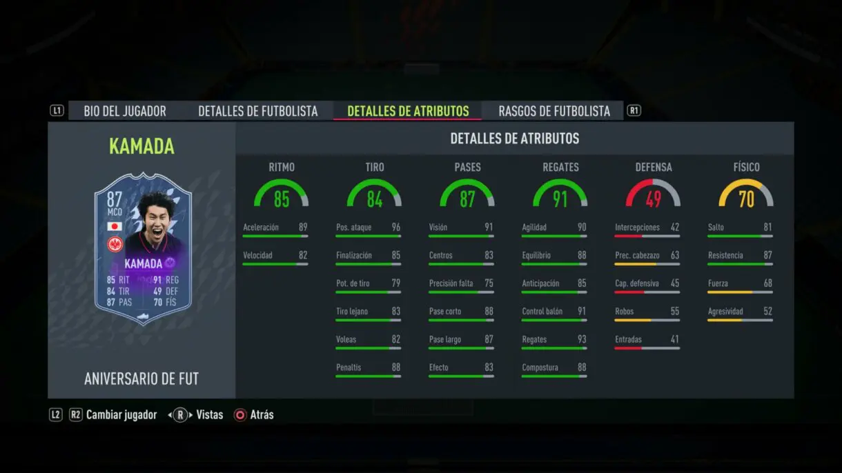 Stats in game Kamada FUT Birthday FIFA 22 Ultimate Team