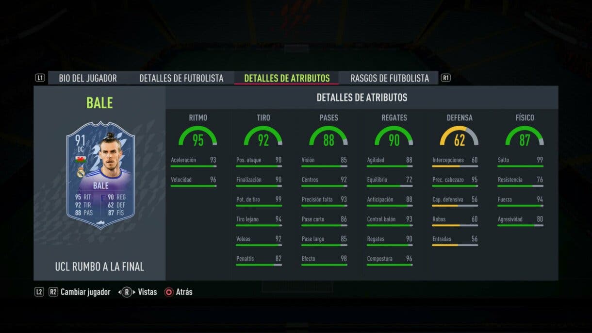 Stats in game actualizadas Bale RTTF FIFA 22 Ultimate Team