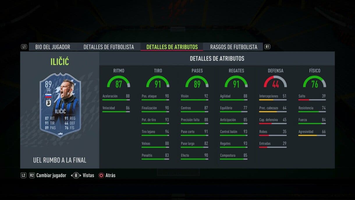 Stats in game actualizadas Ilicic RTTF FIFA 22 Ultimate Team