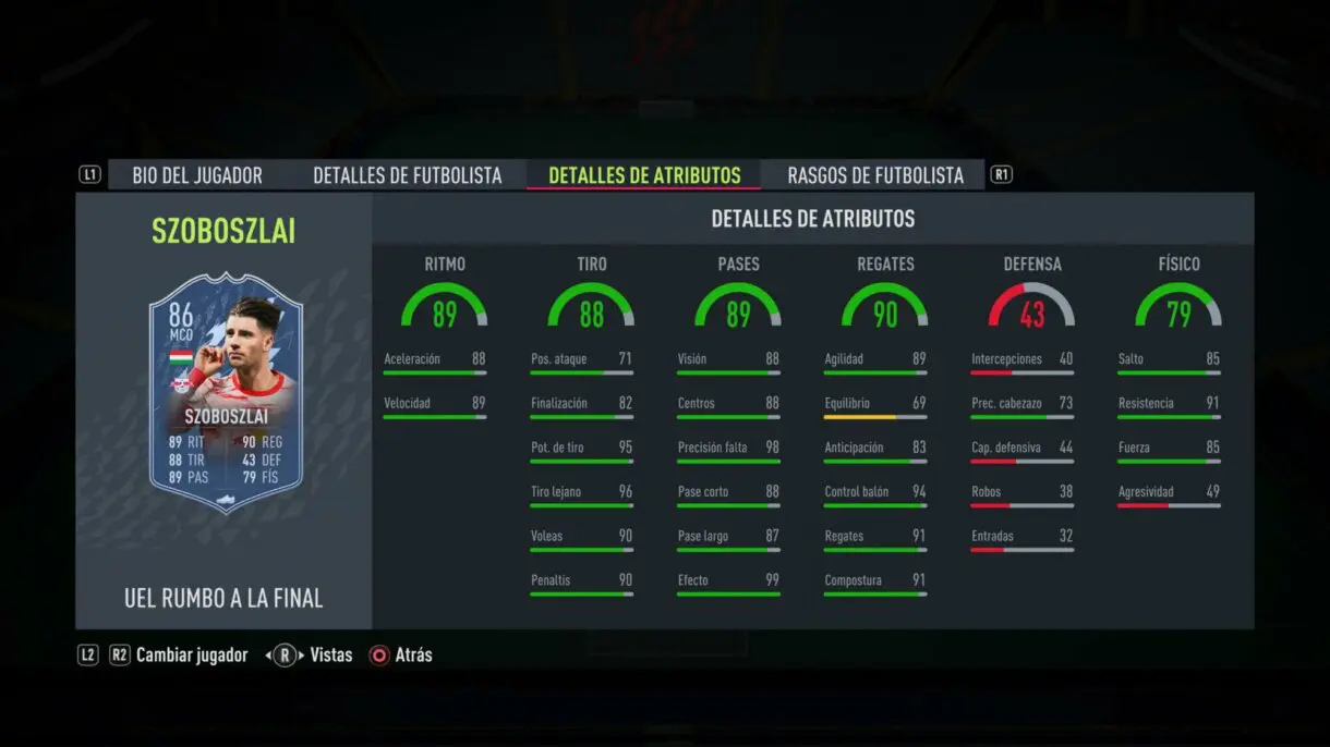 Stats in game actualizadas Szoboszlai RTTF FIFA 22 Ultimate Team