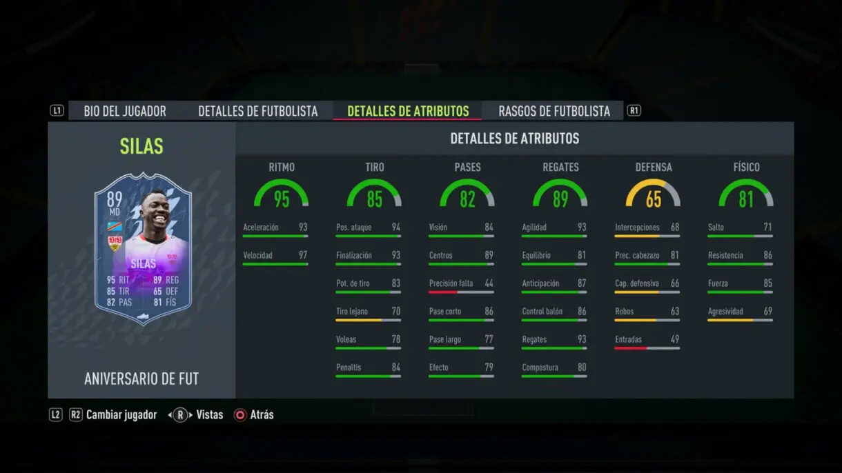 Stats in game Silas FUT Birthday FIFA 22 Ultimate Team