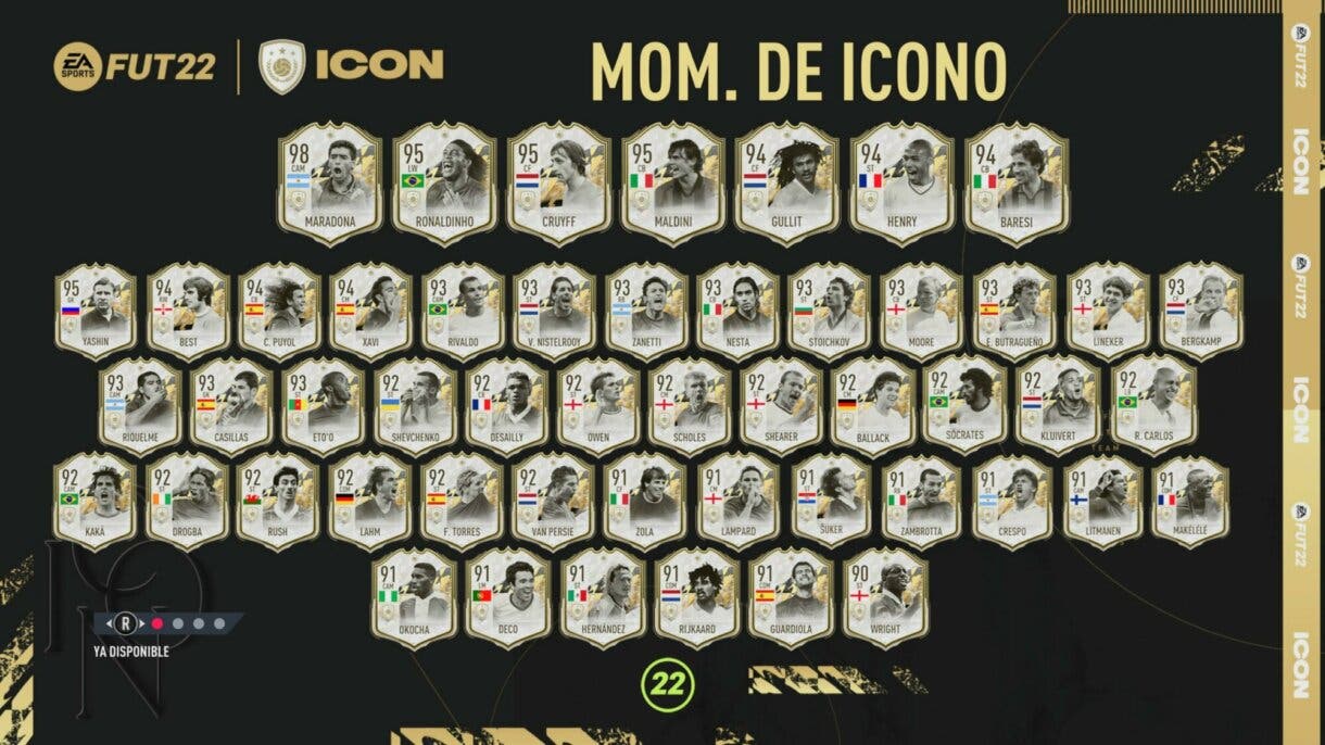 La mitad de las cartas Icono Moments de FIFA 22 Ultimate Team