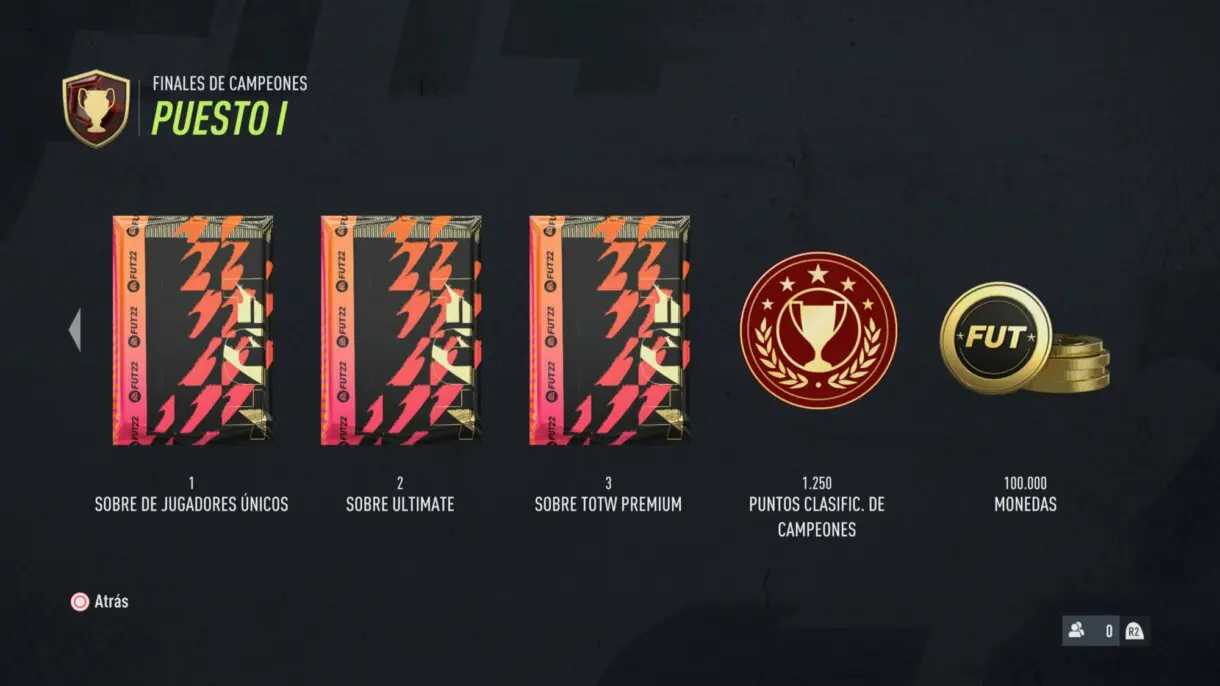 Recompensas Finales de Campeones FUT Champions, puesto I FIFA 22 Ultimate Team