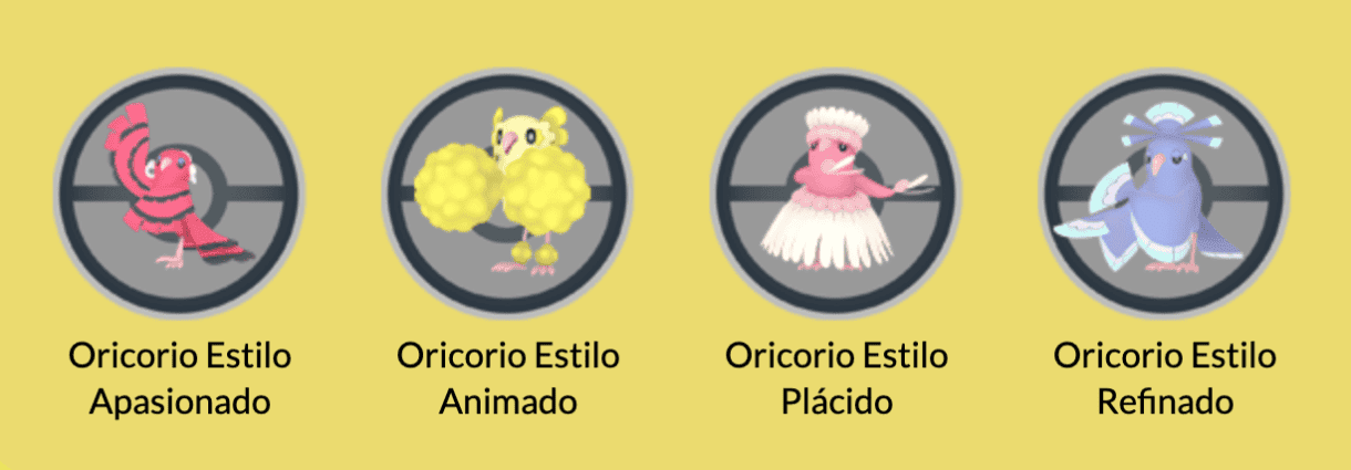 formas de Oricorio Pokemon GO
