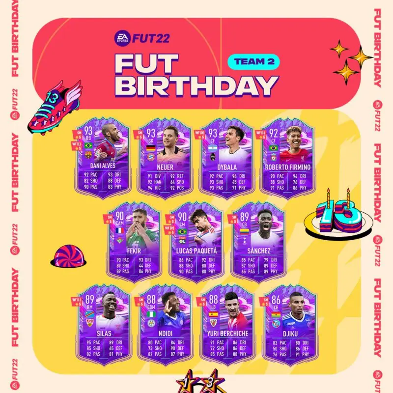 Todas las cartas del segundo equipo FUT Birthday FIFA 22 Ultimate Team