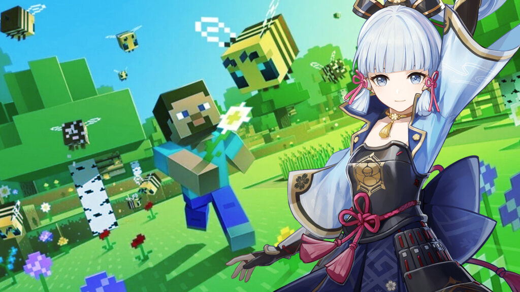 Una escultura de Genshin Impact en Minecraft