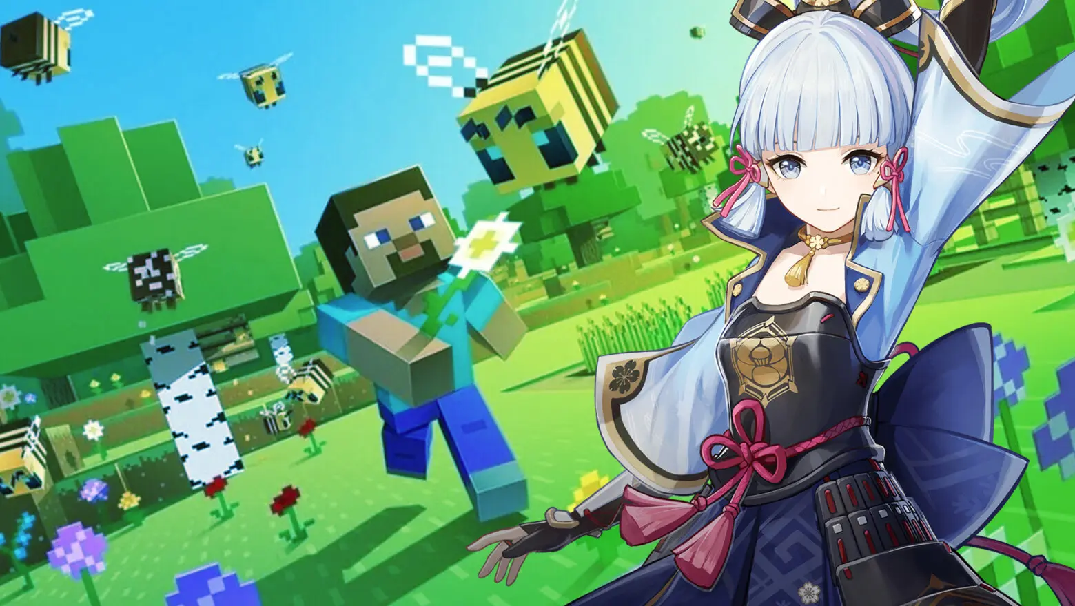 Una escultura de Genshin Impact en Minecraft