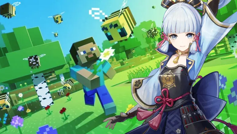 Una escultura de Genshin Impact en Minecraft