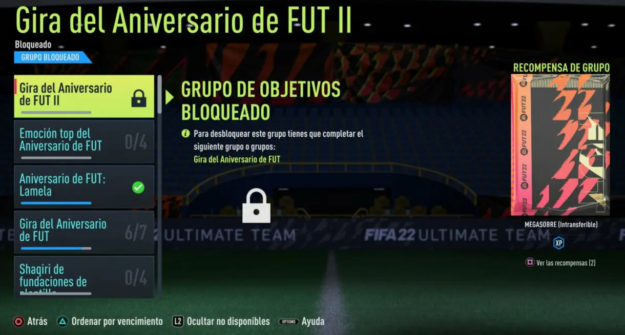 Menú general de Hitos de FIFA 22 Ultimate Team