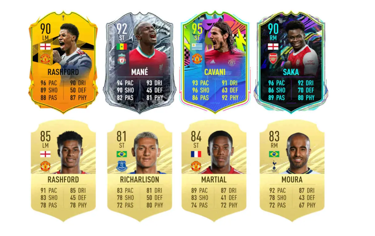 Cartas con buen disparo de Premier League FIFA 21 Ultimate Team