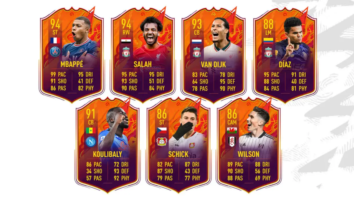 Cartas Headliners con el upgrade de victorias aplicado FIFA 22 Ultimate Team