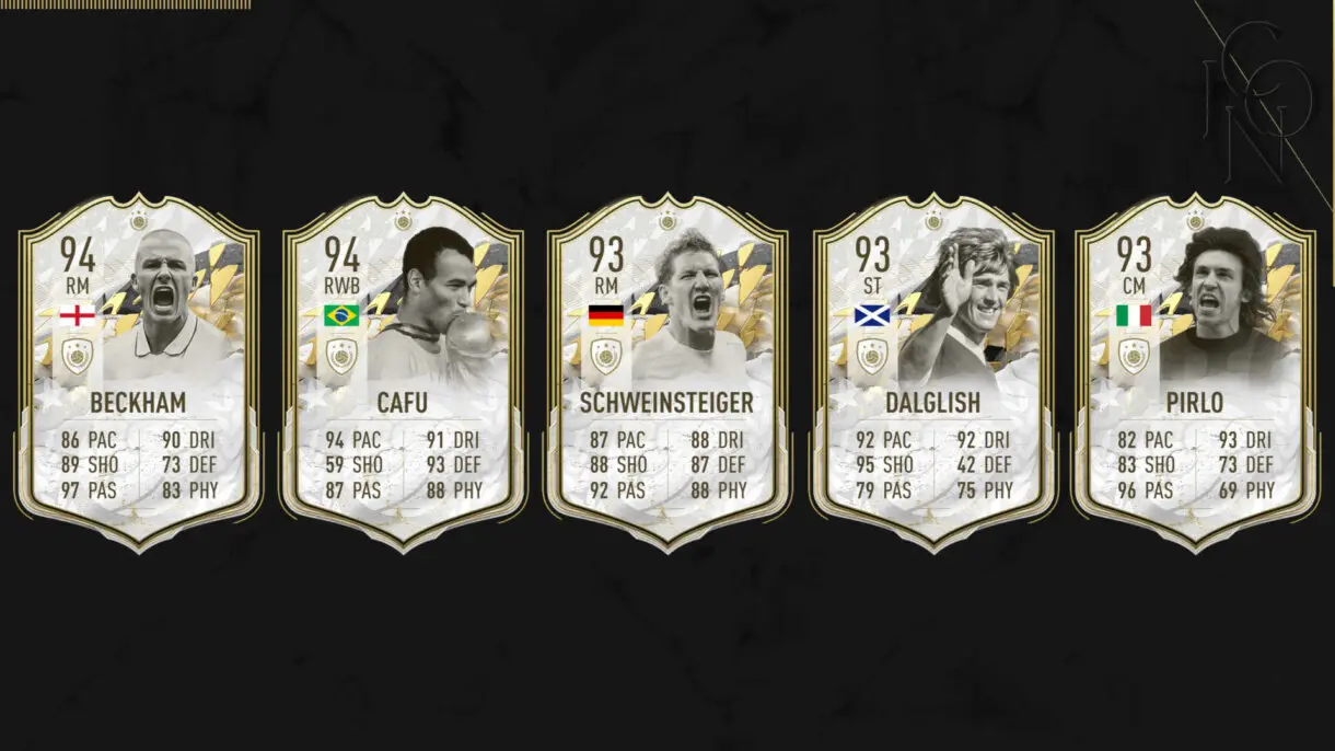 Cartas Icono Moments Beckham, Cafú, Scheweinsteiger, Dalglish y Pirlo FIFA 22 Ultimate Team