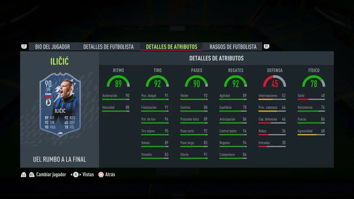 Stats in game Ilicic RTTF actualizado 90 FIFA 22 Ultimate Team