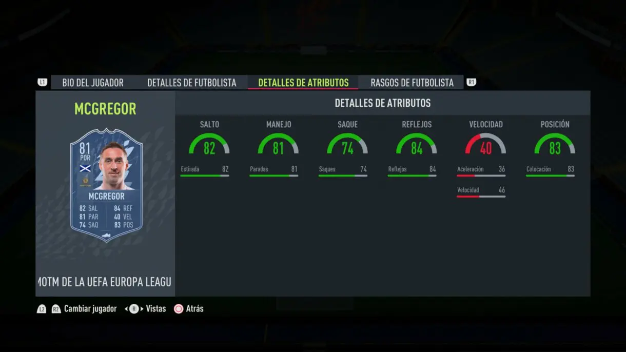 Stats in game McGregor MOTM FIFA 22 Ultimate Team