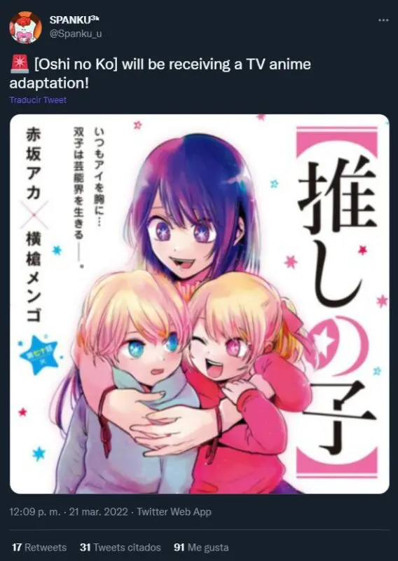 oshi no ko tuit anime