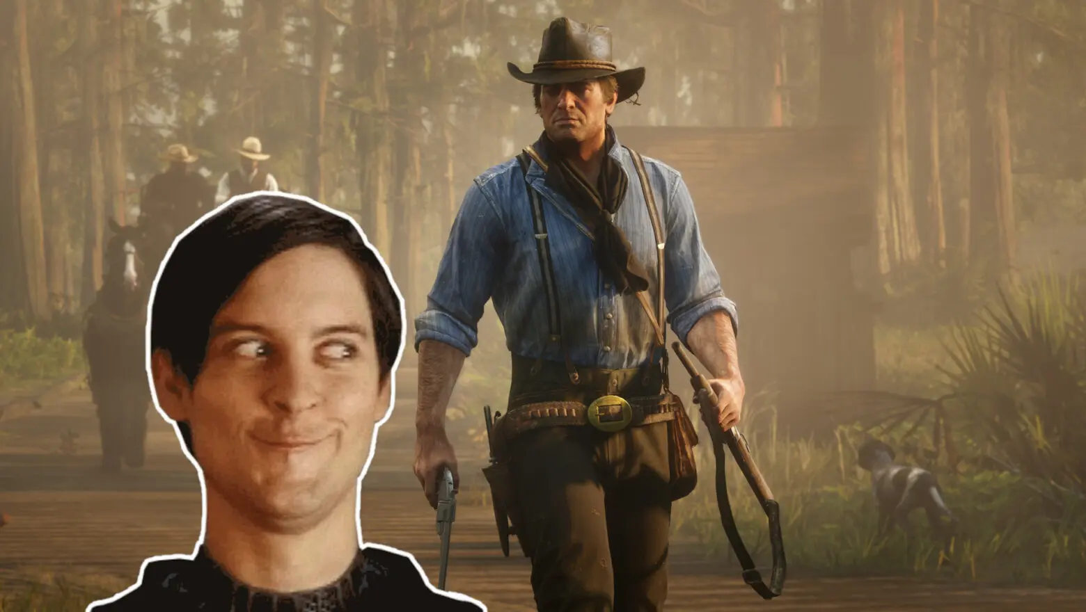 Tobey Maguire y Arthur Morgan en Red Dead Redemption
