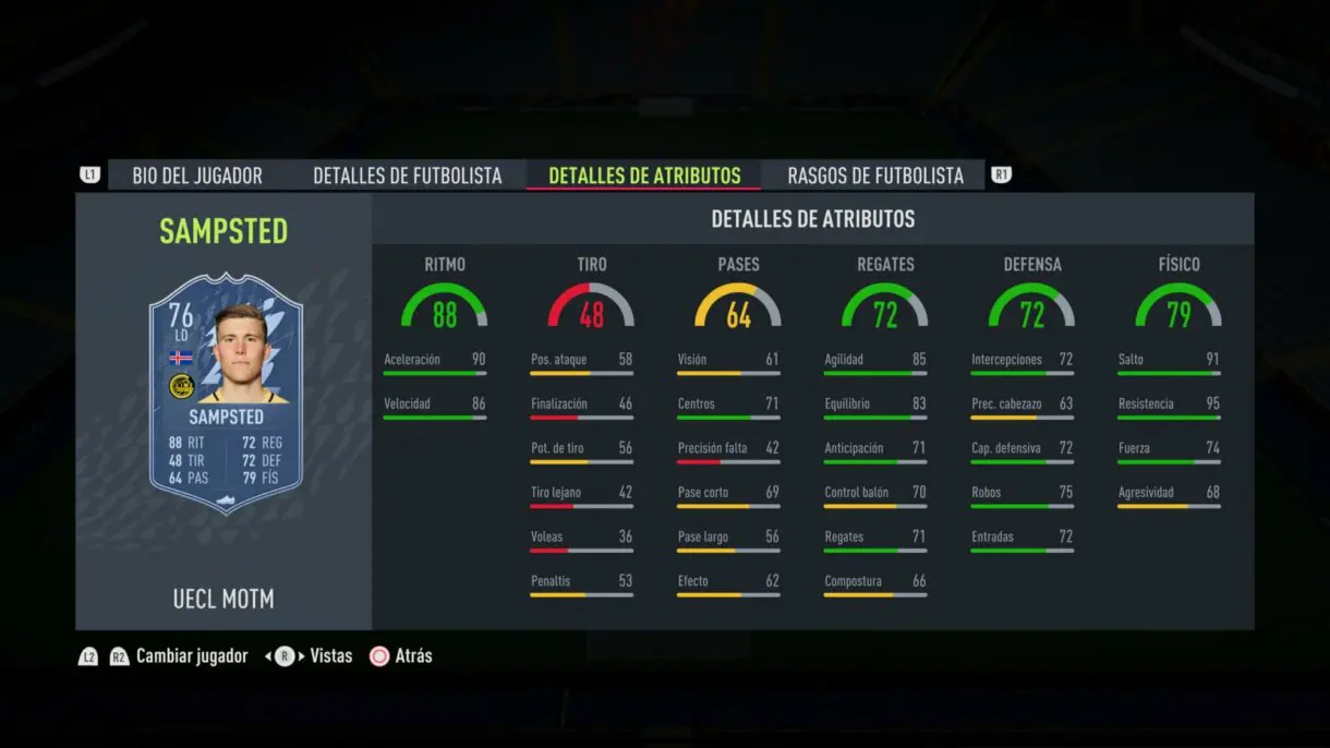 Stats in game Sampsted MOTM FIFA 22 Ultimate Team