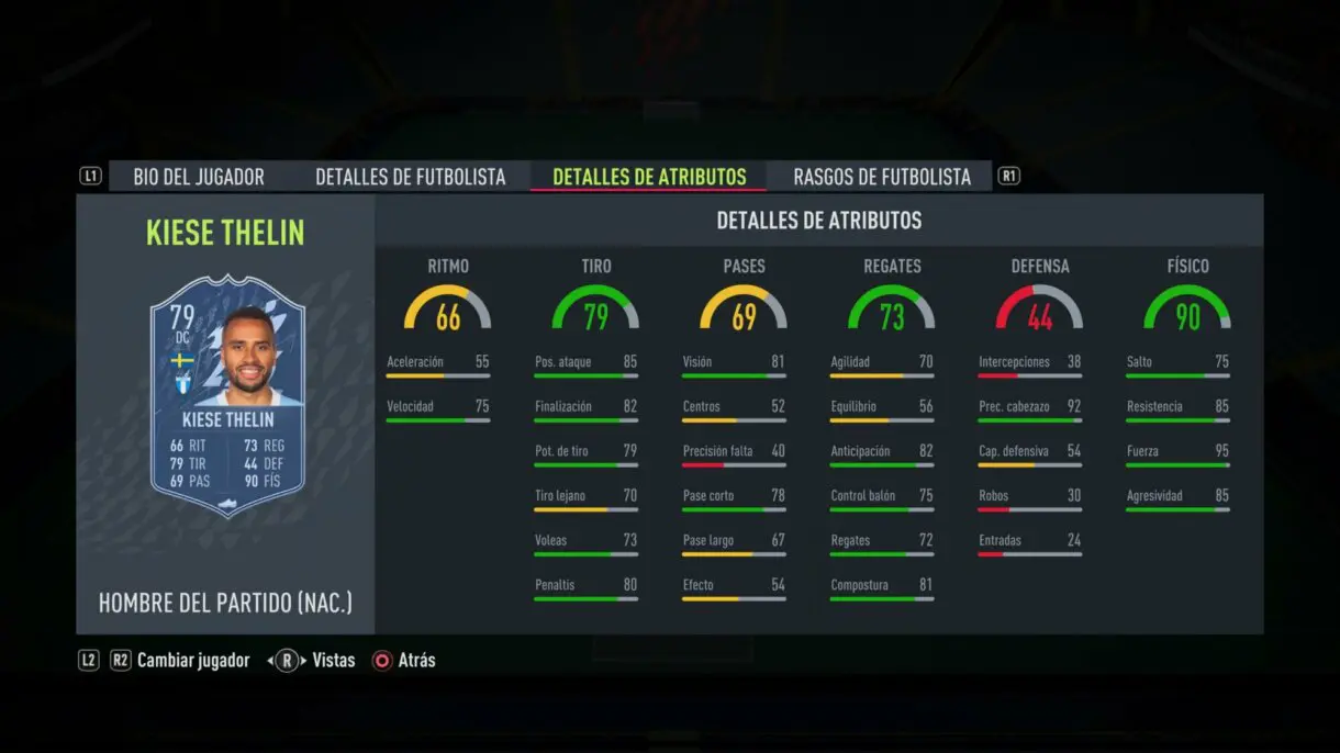 Stats in game Thelin MOTM FIFA 22 Ultimate Team