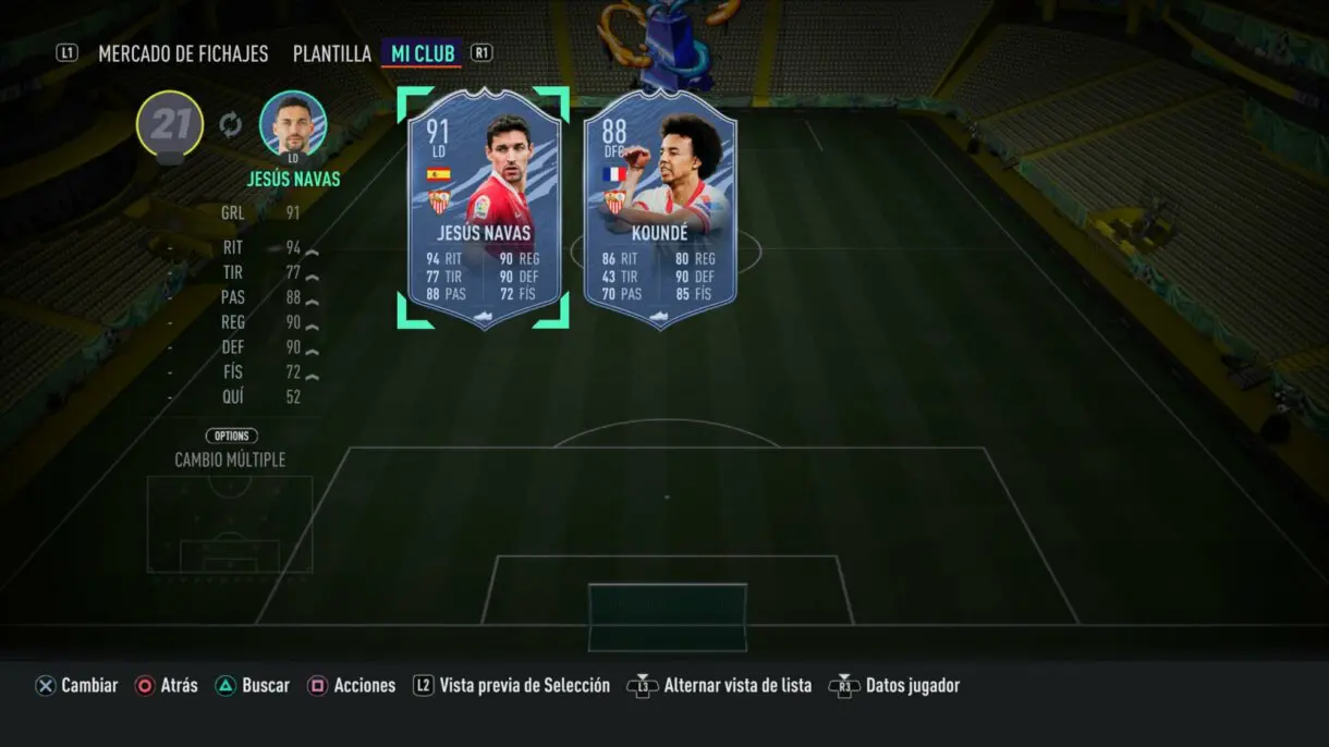 Cartas Jesús Navas y Koundé TOTS FIFA 21 Ultimate Team