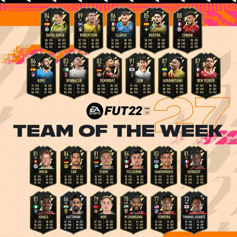 TOTW 27 completo de FIFA 22 Ultimate Team