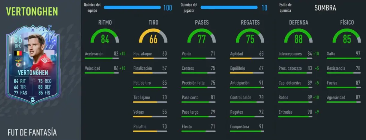 Stats in game Vertonghen Fantasy FUT FIFA 22 Ultimate Team
