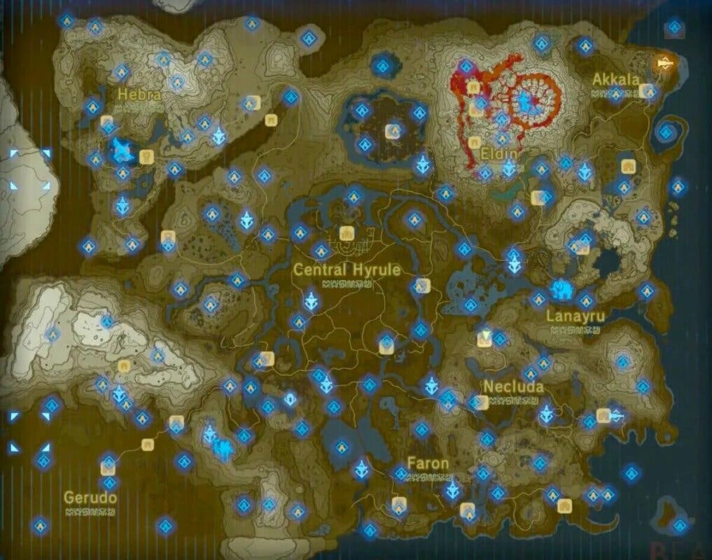 zelda breath wild mapa todos santuarios