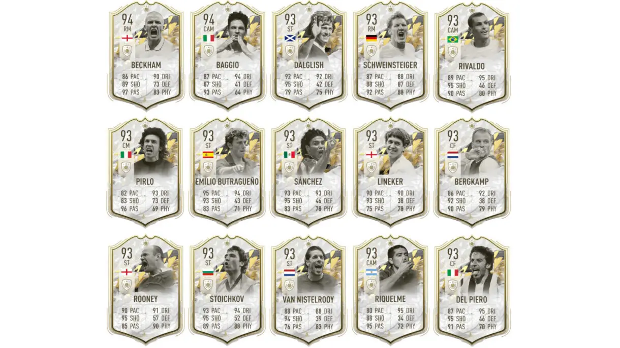 Cartas Iconos Moments mediocentros y delanteros +91 FIFA 22 Ultimate Team (segunda parte)