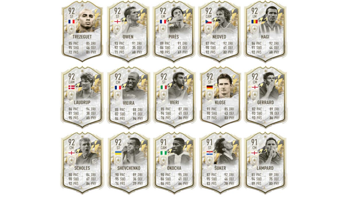 Cartas Iconos Moments mediocentros y delanteros +91 FIFA 22 Ultimate Team (cuarta parte)