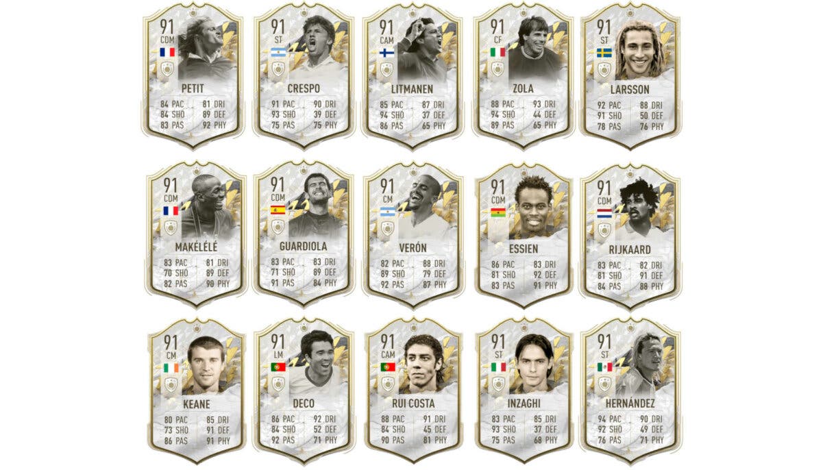 Cartas Iconos Moments mediocentros y delanteros +91 FIFA 22 Ultimate Team (quinta parte)