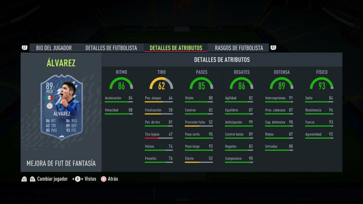 Stats in game actualizadas Edson Álvarez Fantasy FUT FIFA 22 Ultimate Team