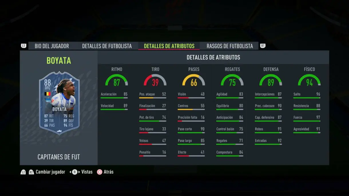 Stats in game Boyata FUT Captains FIFA 22 Ultimate Team