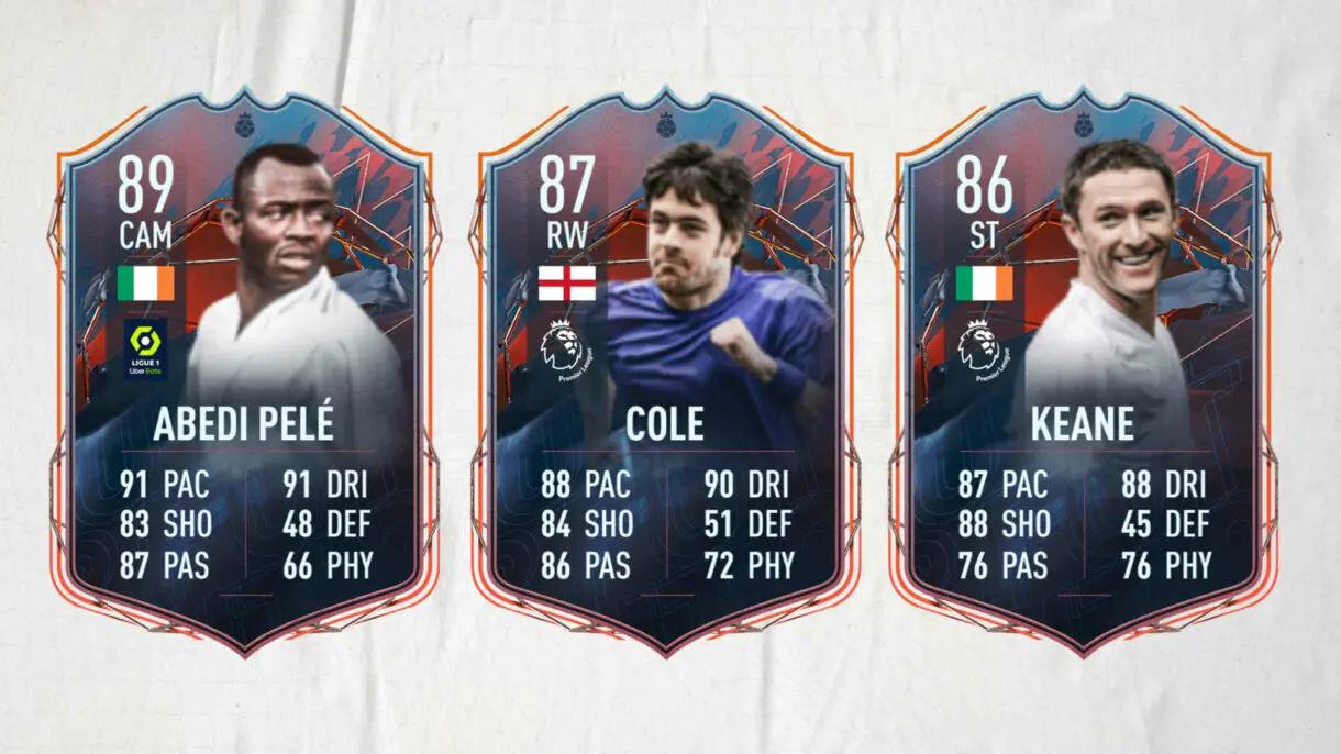 Cartas FUT Heroes de Abedi Pelé, Joe Cole y Robbie Keane FIFA 22 Ultimate Team