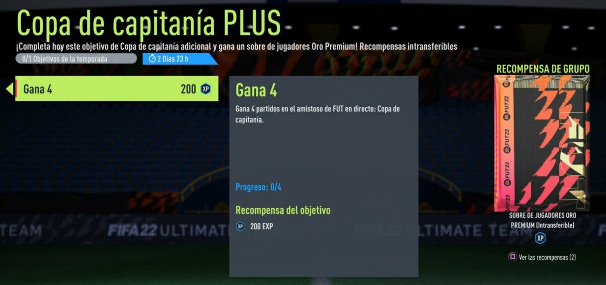 Descripción del objetivo "Copa de capitanía PLUS" FIFA 22 Ultimate Team