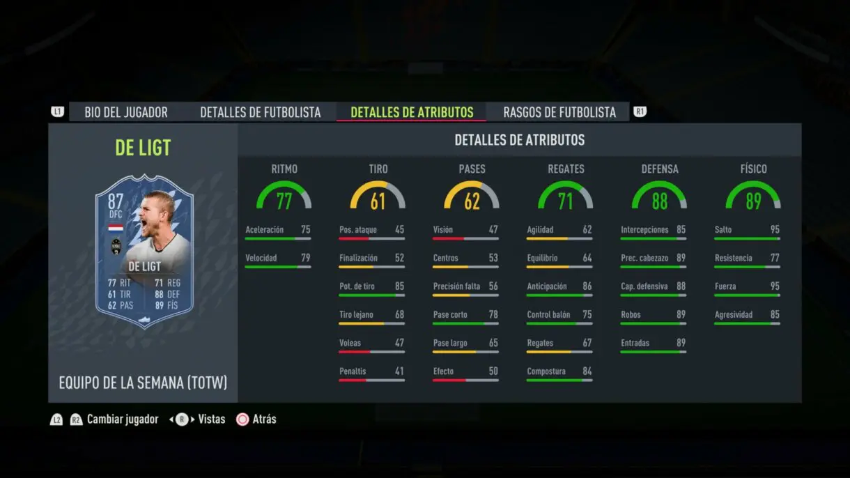 Stats in game De Ligt IF FIFA 22 Ultimate Team