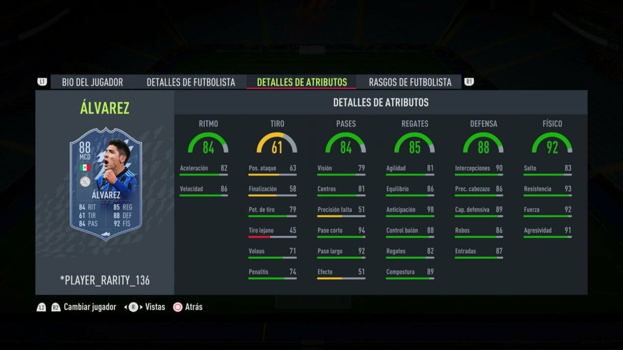 Stats in game Edson Álvarez Fantasy FUT actualizado FIFA 22 Ultimate Team