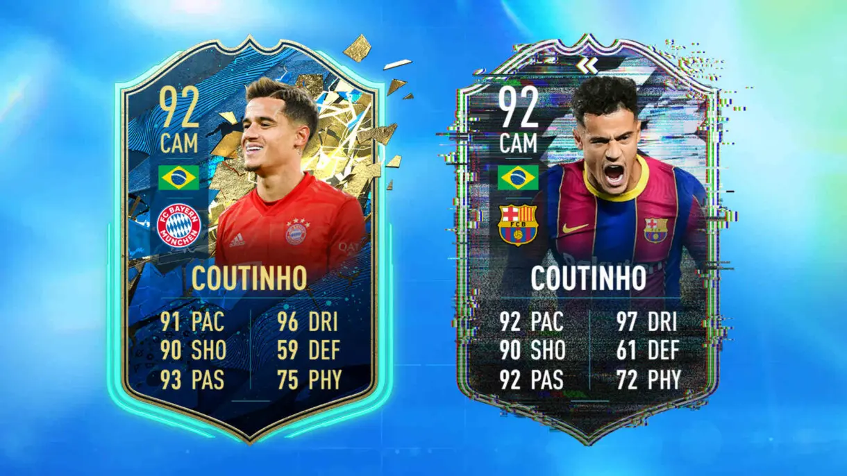 Cartas Coutinho TOTS FIFA 20 Ultimate Team y Flashback FIFA 21 Ultimate Team