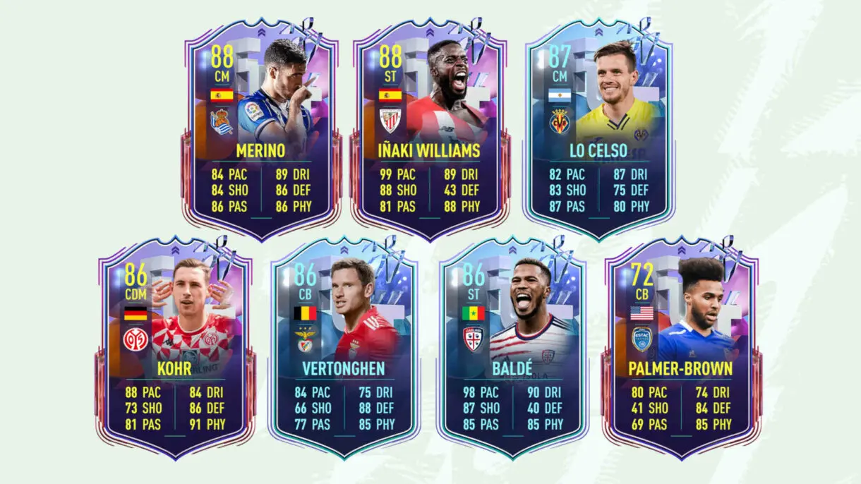 Cartas FUT Captains Merino, Williams, Lo Celso, Kohr, Vertonghen, Baldé y Palmer-Brown FIFA 22 Ultimate Team