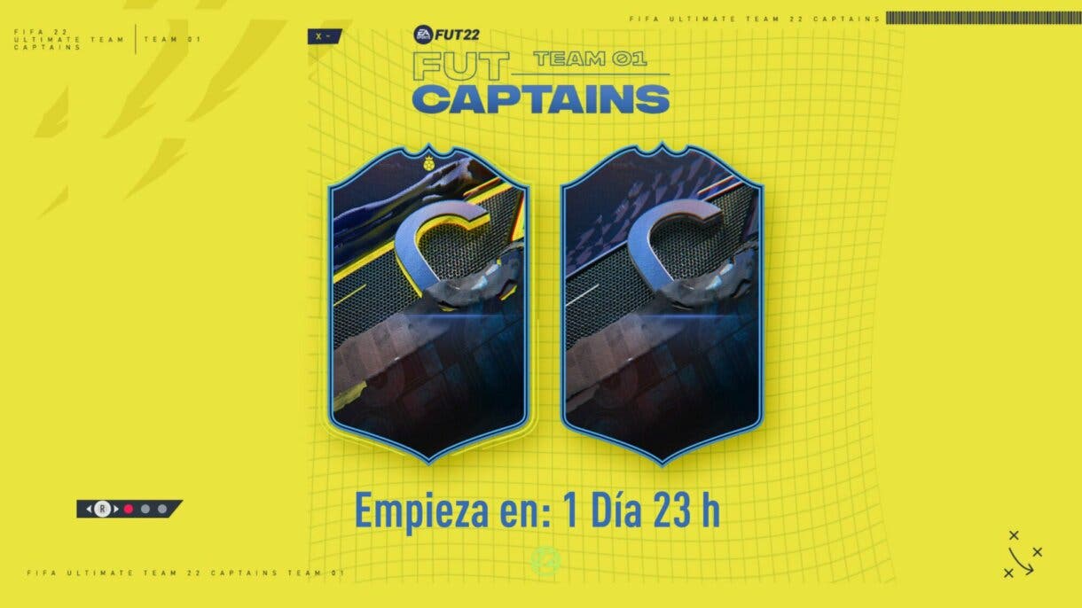 Pantalla de carga FIFA 22 Ultimate Team con diseño de carta FUT Captains