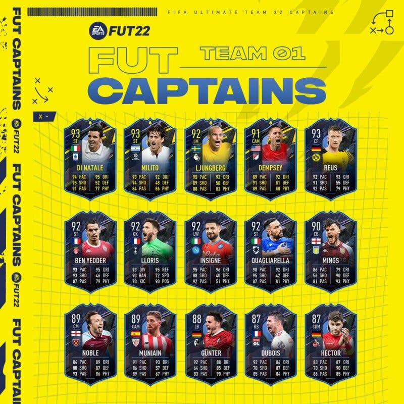 Cartas equipo 1 FUT Captains completo FIFA 22 Ultimate Team