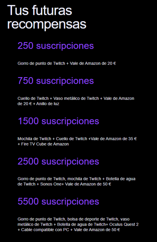 Recompensas de SUBchallenge de Twitch