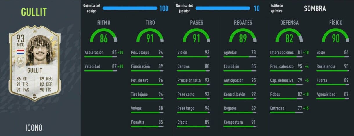 Stats in game Gullit Prime Icono FIFA 22 Ultimate Team