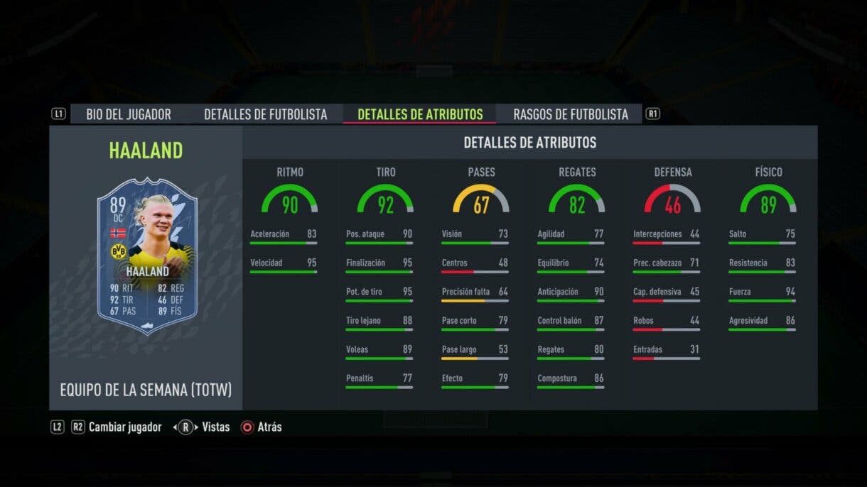 Stats in game Haaland IF FIFA 22 Ultimate Team
