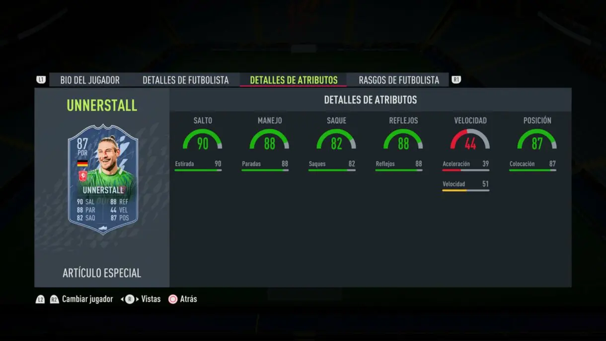 Stats in game Unnerstall TOTS FIFA 22 Ultimate Team