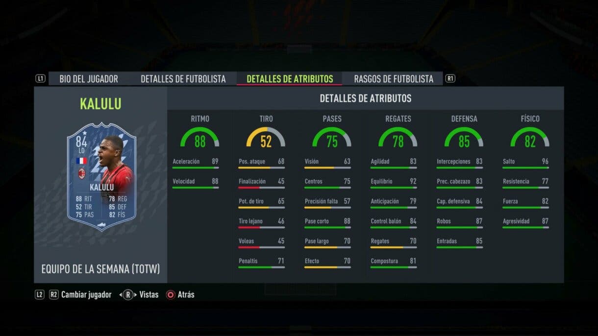 Stats in game Kalulu Featured IF FIFA 22 Ultimate Team