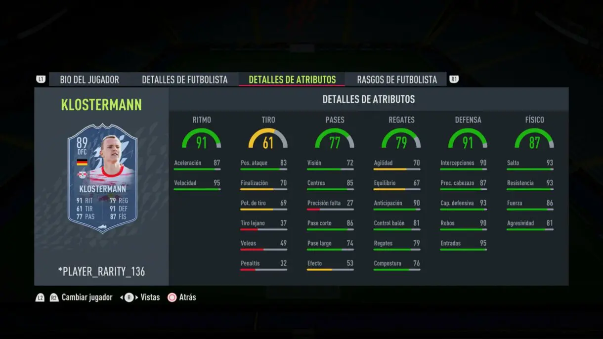 Stats in game Klostermann Fantasy FUT actualizado FIFA 22 Ultimate Team