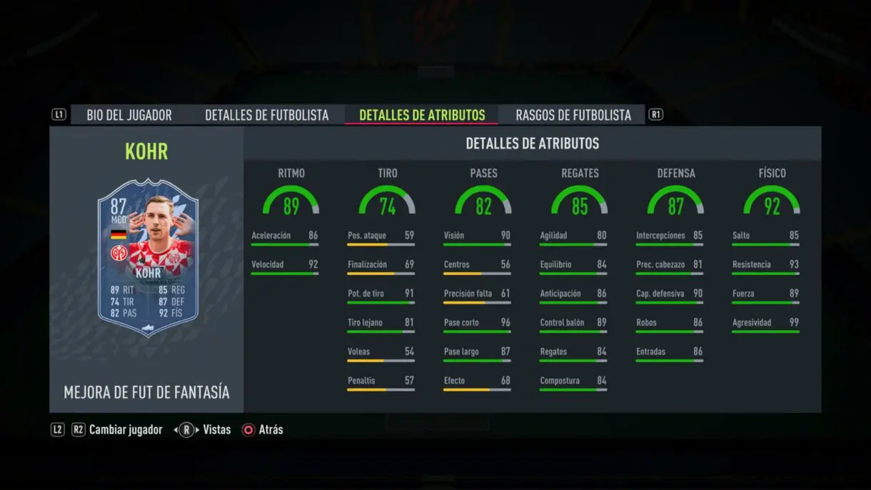Stats in game actualizadas Kohr Fantasy FUT FIFA 22 Ultimate Team