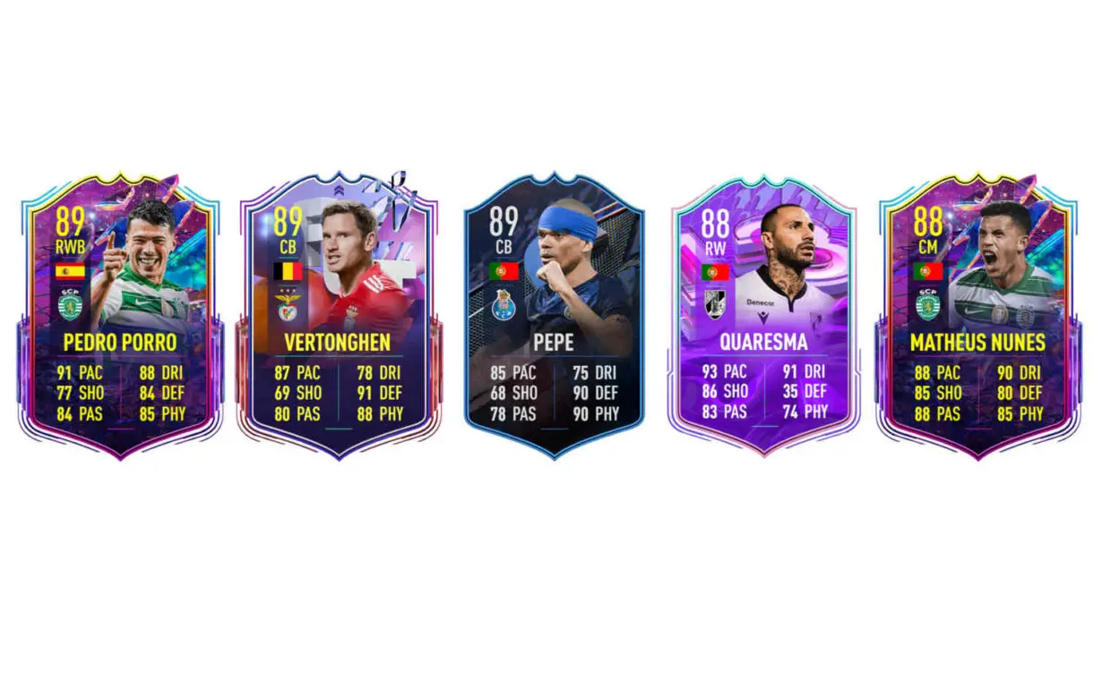 Ejemplo cartas competitivas Liga Portugal FIFA 22 Ultimate Team.
