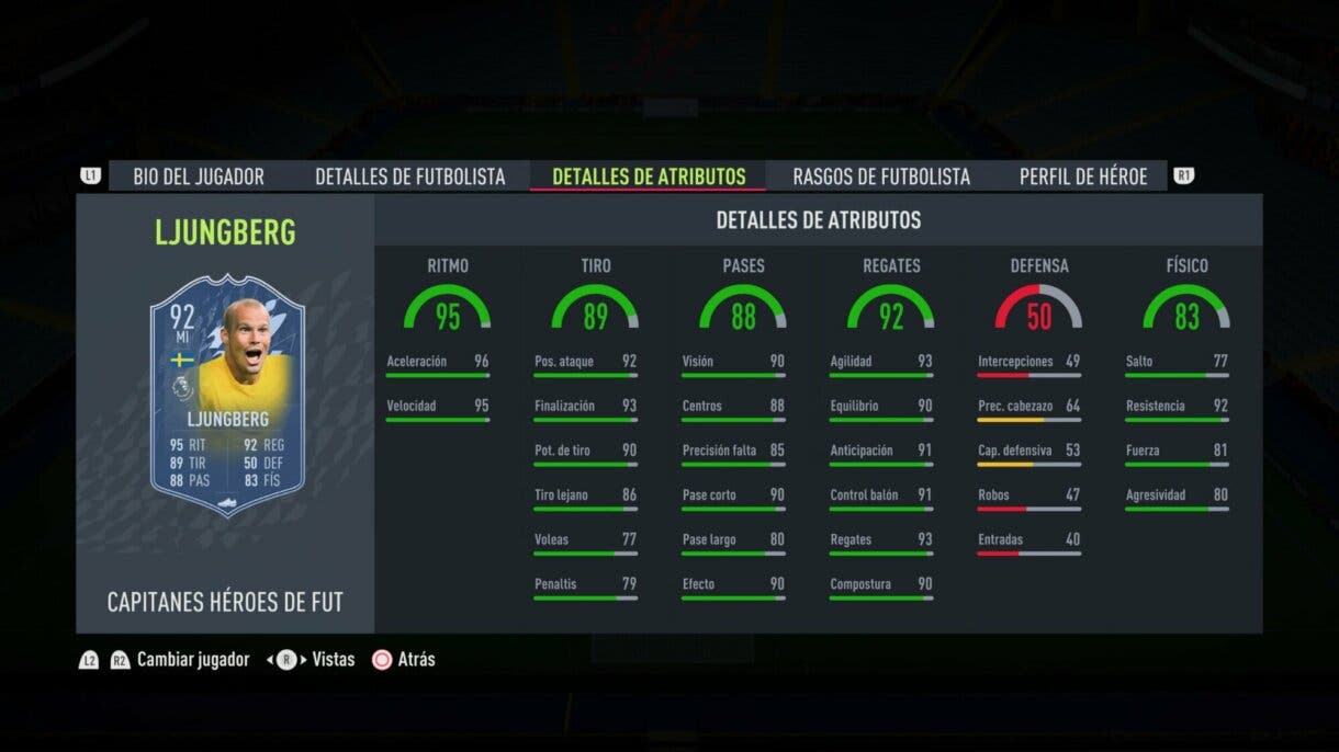 Stats in game Ljungberg FUT Captains FIFA 22 Ultimate Team