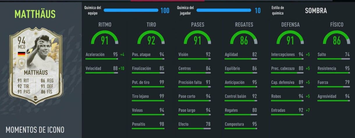 Stats in game Matthäus Moments Icono FIFA 22 Ultimate Team